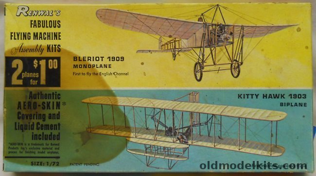 Renwal 1/72 Bleriot 1909 Monoplane and Kitty Hawk 1903 Biplane, 234-100 plastic model kit